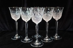 MIKASA KINGSLEY OVAL ROUND & DIAMOND CUTS MULTISIDED STEM 6 WINE GOBLETS 8″ TALL