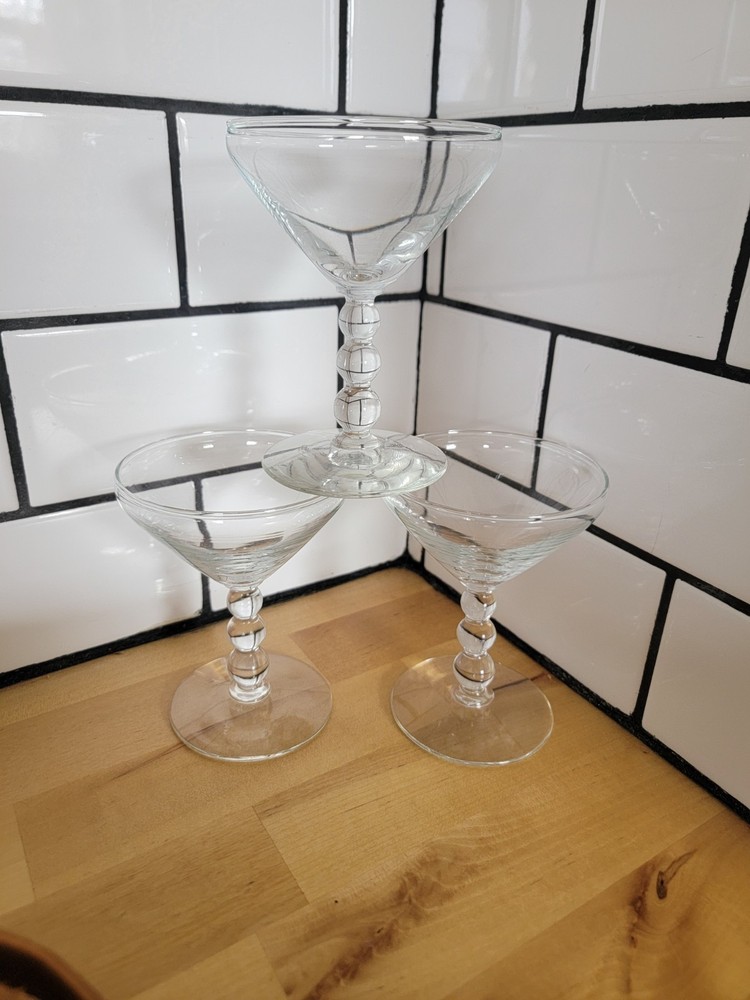VINTAGE Libbey Knob Hill Clear Coupe Champagne/Tall Sherbet Glass 4 oz SET OF 3