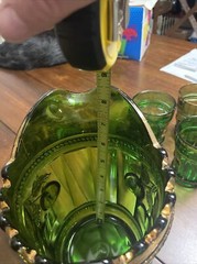 Vintage Northwood INTAGLIO pattern Emerald Green Glass gold-trimmed 5pc Set