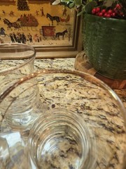 3 VTG. 40’s MCM Anchor Hocking Water/Juice Glasses 9oz Tumblers Gold Gilded Rim