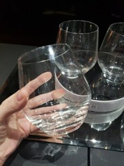 Set (4) Stemless Wine Glasses 4-1/4″ Tumblers- Crystal Lenox signed plain 16 oz.