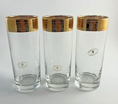 J Preziosi Lavorato A Mano Gold Etched Made In Italy Tall Glasses (3) 1980’s