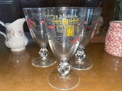Libbey Treasure Island Cordial Glasses 4 3/4» Vintage Gold Rim Set of 3