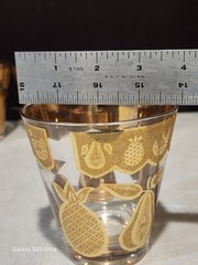 SET OF 6- Vintage Culver FLORENTINE Gold Fruit Low Ball Glasses