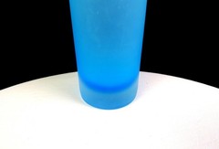 Ombre Art Glass Set Of 4 Blue Satin Frosted 6 1/4″ Highball Collins Glasses 1960