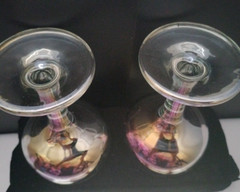 2 Wine Glasses Champagne Amber Iridescent Bowl Stem Cordial Glasses 5.5″