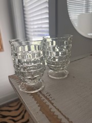 4- Vintage Indiana Glass Colony Whitehall Cubist Clear Footed Juice Glass 4oz