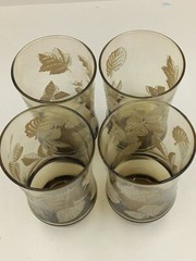 Vintage Libbey 12 Oz. Glass Tumblers Raised Leaves Pattern Set Of 4