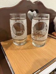 Set Of 2 Vintage Anchor Hocking Butterfly And Rose Glass tumblers