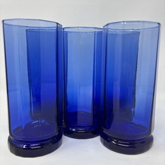 Set of 5 Anchor Hocking Essex Cobalt Blue 16 oz Glasses 10-Panel Tall Tumbler