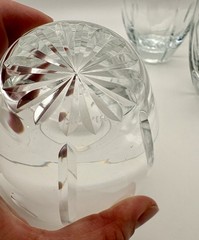 Stunning Block Crystal Cut Glass Old Fashioned Rocks Whiskey Tumblers Dots