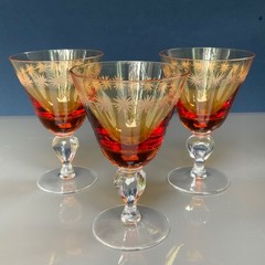 GUS KHRUSTALNY , Liquor glasses “GOLDEN WEDDING” 6pcs, USSR