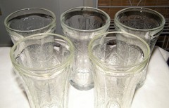Vintage Set 5 Indiana Glass RECOLLECTION CLEAR FLAT TUMBLERS Iced Tea 14oz 6in