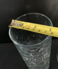 LIBBEY CLEAR GLASS OPTIC COIN DOT BUBBLE TUMBLERS 12 OZ / SET OF 4 /VTG