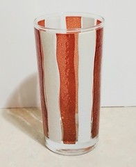 Mid Century Libbey High Ball Cocktail Tumbler Glasses Retro Mod Awning Stripe