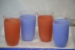 4 MID CENTURY MODERN BLENDO JUICE TUMBLERS 4.5″ WEST VIRGINA GLASS CO. MCM