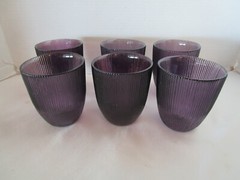 Vintage Amethyst Purple Ombré ribbed textured Glass 6 rocks Whiskey rock 12 Oz.