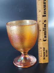 Vintage CARNIVAL GLASS GOBLET, 4¾»x3½», amber