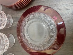 Kings Crown Ruby Red Flash Thumbprint Cranberry 27 Pc Set
