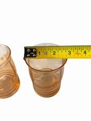 2 Vtg Macbeth Evans 1930s Pink Depression Rib Optic Pillar 4.5″ Tumblers Glasses