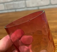 Scarce Antique Hobbs Inverted Thumbprint Amberina / Rubina Verde Glass Tumbler