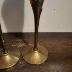 Vintage Brass And Silver-Plate Champagne Flutes Pair 9.5″