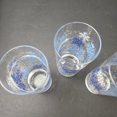 3pc VTG Libbey Blue White Snowflake Holiday Christmas Glasses Glass Tumbler