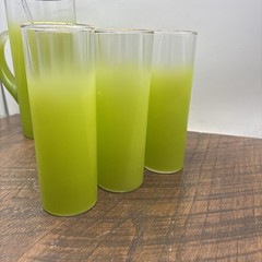 Vintage West Virginia Specialty Glass «Blendo» Cocktail Set Pitncher 6 Glasses