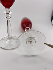 Champagne Flute Glasses Ruby Red, Clear Stem 9″Gorgeous, Elegant,Party,Gift,Fire