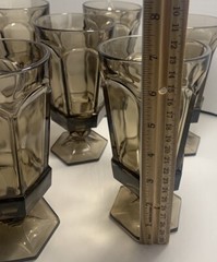 Fostoria Virginia Brown Smokey Wine Water Goblets Footed Glasses 7.25” Set of 7