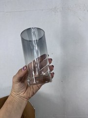 Vintage Anchor Hocking 8 Glass Silver Mist Tumblers w/ folding Caddy & Box