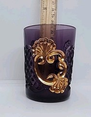 Purple Gold Decorative Tumbler Pressed Glass EAPG