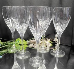 5 Cristal D’Arques ENCHANTE Contemporary Cut Crystal Water Goblets Wine Glasses