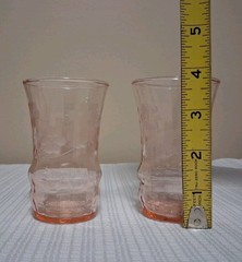 Vintage Pink Depression 2 Of Each Size Glasses With Floral Etching – Set Of 6
