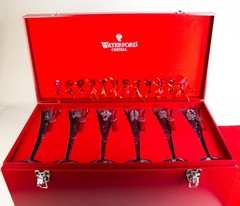 Waterford Twelve Days of Christmas Fluted Champagne Glasses Set of 12 Boxed Set