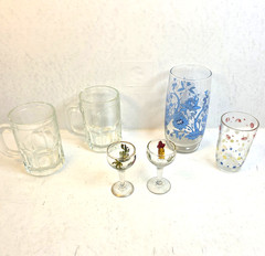 Vtg Mixed Lot of 6 Assorted Style Barware Drinking Glasses Mugs Tumblers Shot