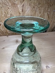 Vintage 80’s Libbey Single Goblet 16 oz Green Stem Orchard Fruit 7″h 3.2″ rim US
