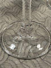 Vintage Crystal Wine Glasses: Diamond Facet Cut Stem. Diamond Pattern Bowl Set 4