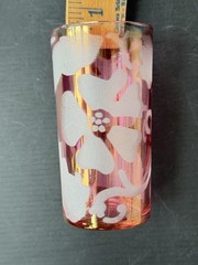 SET OF 3 VINTAGE & ANTIQUE HAND PAINTED & ETCHED FLORAL TUMBLERS VARIOUS COLORS