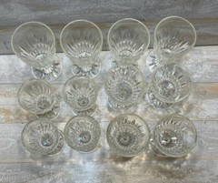Hazel Ware Starlight Stemware Starter Set 12 pc Glasses Vintage MCM Crystal Cut