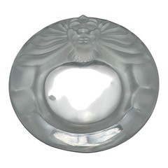 Vintage Lalique France Crystal Tete de Lion Face Ashtray