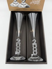 Crystal Champagne Flutes Glasses by Cristal d’Arques France Millennium 2000 New