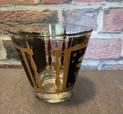 Vintage MCM Black And Gold American Eagle 2 Highball Glasses And 6 Tumblers