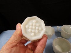 Set of 6 Fenton Milk Glass Octagon Hobnail Punch Bowl Cups INV2