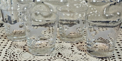 Handsome Set of 4 Etched Frosted Geese Lowball Glasses Federal Glass 4 oz