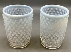 Vintage Fenton Hobnail French Opalescent Juice Glass/Tumbler 5 oz. x 2