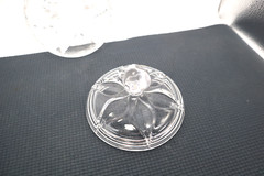 Nice Heavy Crystal Petal/Leaf Design Candy Dish with Lid 5 1/4″ wide x 5 5/8″ t