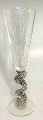 Guy Corrie Union Street Glass 1999 Black Speckled Spiral Champagne Flute