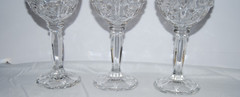 Vintage Anna Hutte Bleikristall Lead Crystal Wine Glasses Gold Rim Rose Set of 6