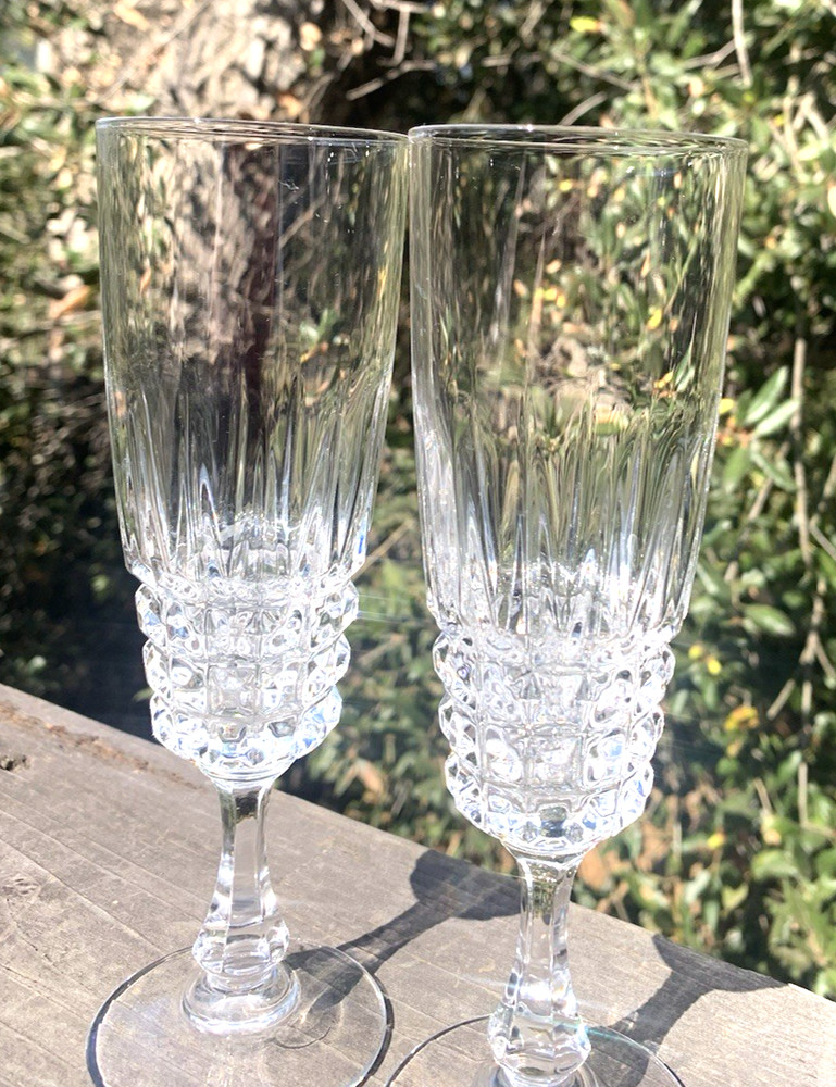 Vintage Cristal D’ Arques France Champagne Flutes 24% Lead Crystal Set-2